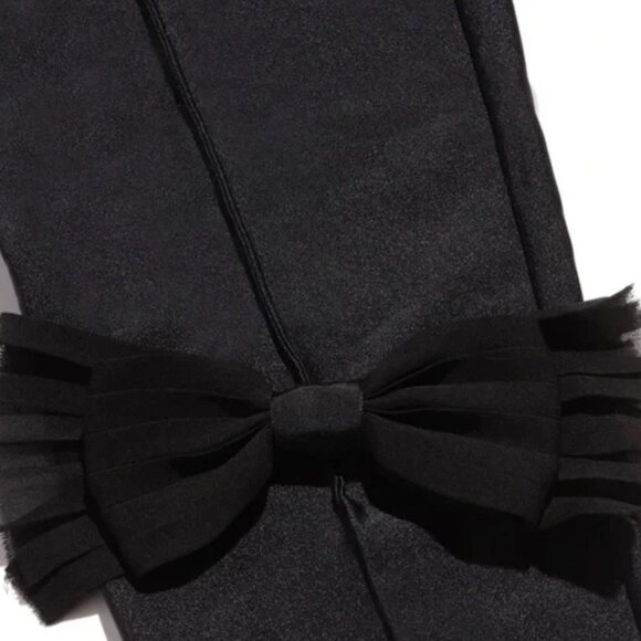 Chanel Black Satin Runway Leggings Bows & Cut-Outs Metiers D'Art 2021A FR 40 NWT - Picture 6 of 13